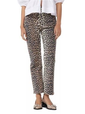 Ganni Betzy Cropped Jeans in Leopard